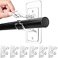 Antimbee 6-Pack No Drill Needed Curtain Rod Holders Brackets, Self Adhesive Rod Holder Hooks, Multipurpose Nail Free Stick on Curtain Rod Hooks
