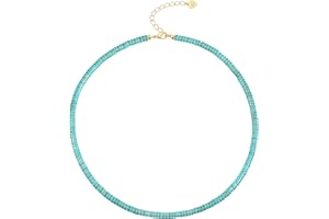 AOBEI PEARL Minimalist Simulated Turquoise Choker Blue Howlite Clay Seed Beads Necklace Bohemian Preppy Jewelry for Women Girls 15”