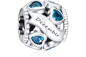 NINGAN Gennaio-dicembre Pietra natale in argento sterling 925 Perline vuote in oro rosa e argento Adatto per braccialetti da donna