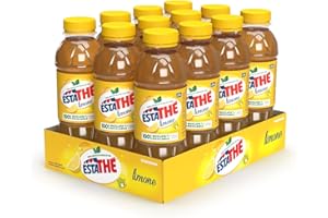 Estathé Limone - The Freddo con Vero Infuso di Foglie di The e Succo di Limone, Bevanda Analcolica Senza Glutine, 12 Bottiglie da 400 ml