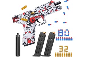 FYKERO Toy Gun with Soft Bullets- Glock Toy Guns With Graffiti Pattern, 80 Foam Bullet, Cool Plastic Pistol Toy, Soft Bullet Gun, Gift for Boys and Girls