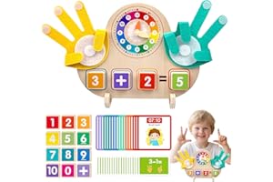 BAYMI Montessori Lernspielzeug für Kinder ab 3 4 5 6 Jahren – Mathe Spielzeug mit Uhr, Zahlen & Karten – Pädagogisches Vorschulspielzeug, Geschenk für Jungen & Mädchen