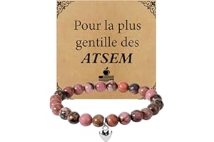 Kiopdse Cadeau Atsem Noel - Cadeau Atsem D'école Fin D'année,Cadeaux Maitresse Décole,Cadeaux Merci Professeur Maîtresse Bracelet