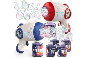 EagleStone 2er-Pack automatische Seifenblasenpistole mit 8 Düsen und LED-Licht, Seifenblasenmaschine für Kinder ab 4 Jahren, Outdoor Spielzeug für Geburtstag, Sommer und Geschenk