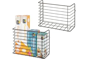 mDesign Farmhouse Metal Wire Wall & Cabinet Door Mount Kitchen Storage Basket Rack — Kitchen Sink Basket — Basket Storage — Set of 2 — Bronze