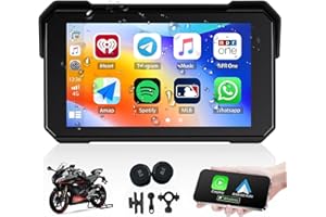 SIXTOP Pantalla GPS CarPlay para moto con reproducción inalámbrica y Android Auto, pantalla táctil portátil impermeable de 5 pulgadas Pantalla GPS CarPlay para motocicleta con soporte Bluetooth + sistema de