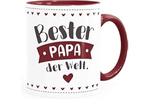 ‎MOONWORKS Moonworks® Kaffee-Tasse Beste/r Mama/Papa der Welt Danke sagen Geschenk Mütter Väter Geburtstag Weihnachten Beste Papa Rot Rahmen Spruch bordeauxrot Keramik-Tasse