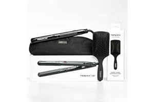 Termix Pack Plancha de Pelo Profesional 230º + Cepillo Paddle Brush – Plancha con Placas de Cerámica, Temperatura Ajustable, Cepillo Desenredante con Púas Redondeadas
