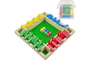 VINGAHOUSE Shut The Box Juego de Mesa de Madera, Clásico Juego de Dados Juegos de Fiestapara Juguetes de Viaje 4 Jugadores con Bolsa de Almacenamiento Entrenamiento de Lógica Regalo para Niños - Multicolor