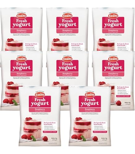EasiYo Greek & Rhubarbe Yaourt Prime Mix 230g - Pack De 6 Préparations Pour Yaourt Grec à La Rhubarbe