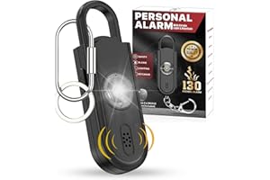Naiicute Alarme de poche pour femmes, enfants, personnes âgées, alarme personnelle avec stroboscope LED, lampe de poche, sirène auto-défense, spray au poivre et remplacement de spray