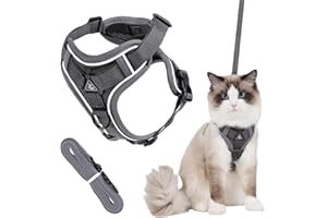 CYZBL Cat Leash with Reflective Strips, Adjustable Cat Kitten Harness Set, Breathable Cat leash Small Dog Harness with Leash, Escape Proof Cat Harness Leash Set, Comfortable Pet Vest Strap for Walking (M)