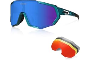Queshark Lunettes de Cyclisme TR90 Cadre Incassable Lunettes de Soleil de Sport Polarisées Lunettes de Vélo Pour Hommes Femmes Avec 5 Lentilles Anti-UV400