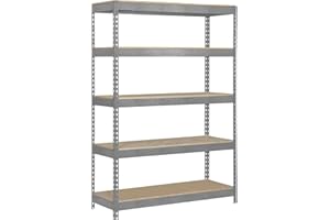 Simon Rack Estanteria Industrial, 2000x1200x600 mm, 300 kg de Punto Flexión, 5 Estantes Madera, Estanterias Almacenaje, Estanterias Metalicas, Galvanizado/Madera - SimonTaller