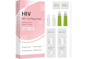 ZHUNPOCT 2x Test Rápido de VIH para uso en casa – Autotest para la detección de VIH-1, VIH-2 y subtipo O – Resultado en 10 minutos