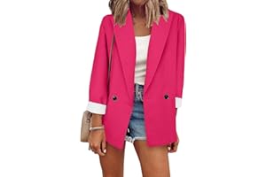 Yming Frauen Langarm Knöpfe Blazer OL Büro Anzugjacke Lange Reverskragen Anzug Business Cardigan