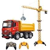 Uzaktan Kumandalı İş Makineleri Seti 2'si 1 Arada Set Hafriyat Kamyonu ve 128 Cm Kule Vin&ccedil; Sesli Işıklı Şarjlı 2.4 Ghz Kumand