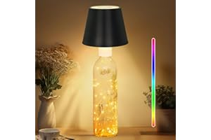 ‎UUFFOO LED Akku Tischlampe Aufladbar, Flaschenlampe Kabellos Tischleuchte Touch Dimmbar RGB Farben, led akku tischleuchte Dimmbare Flaschenlampe, IP54 Wasserdichte für Outdoor Bar Restaurant Tisch Deko