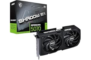 MSI NVIDIA GeForce RTX 5070 12G Shadow 2X OC Carte Graphique - 12 Go GDDR7 (28 GB/s /192 Bits), PCIe 5.0 - Double Ventilateur (2X Ventilateurs TORX 5.0), HDMI 2.1b, DisplayPort 2.1b, SFF Ready