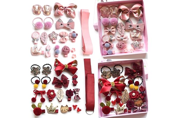 36 pièces bébé fille accessoires de cheveux Clips mignon cheveux arcs bébé élastique cheveux cravates boîte-cadeau