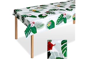 ELECLAND Hawaiian Luau Tablecloth Tropical Palm Leaves Tablecloth Plastic Table Cover 130 x 220 cm Hawaii Party Table Cover Rectangle for Hawaiian Party Decorations, Wedding, Birthday Party Supplies