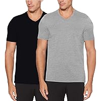 YaZhi Men's Regular Fit V Neck Plain Combo Cotton t Shirts-Pack of 2