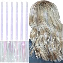 2400 Glitzer-Haarsträhnen Lametta Set – 120 Cm, Silber, Mit Werkzeug Für Party & Cosplay