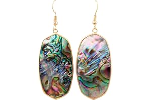 mookaitedecor Stone Dangle Drop Earrings for Women,Crystal Hook Earrings Gold Plated Oval