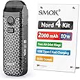 Official SMOK Nord 4 E Cigarette Vape Starter Kit, 80W 2000mAh, 2ml Airflow Control Vaping, OLED Display, USB Type-C Fast Charging, RPM Mesh 0.4ohm coil preinstalled, No Nicotine, Black Armor