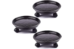 AOFOX Paquete de 3 paletas de plástico de 30 cm, Soporte para Plantas, Mover macetas Redondas, Rueda de Plataforma para macetas de Alto Rendimiento con Ruedas (Negro)