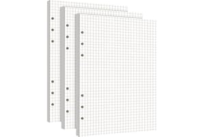 JOYIAL 3 Packungen A5 Nachfüllpapier 6 Löcher Papier Kariert 14.5x 21cm Nachfüllbar Notizpapier 180 Blatt Ordnerfüllpapier für A5-Ringbuch für Notizbuch Tagbuch Skizze Malerei