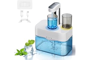 LES-THERESA Automatic Mouthwash Dispenser Wall Mount,Contactless Automatic Mouthwash Decanter 550ml(18.6 Oz),Adjustable Water Output,Mouth Washer Container/2 Magnetic Cups/Automatic Cleaning for Kids and Adults