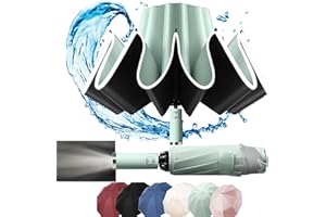 MZSX Paraguas Plegable Automático, Antiviento, luz LED, diseño de plegado inverso, Abrir y Cerrar Automático, Robusto Ligero Resistente, Golf, Adultos, Hombres y Mujeres, Grande