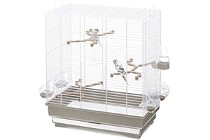 ALL FOR WAN'S LIFE Imac Gabbia Carlotta per Canarini, Cocorite e Uccelli Esotici Bianco Tortora