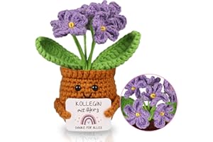 WenmthG Pocket Hug Positive Lila Vergissmeinnicht Dankeschön Geschenke Geschenk für Kollegen Kollegin Chef, Gestrickte Vergissmeinnicht Anti Stress Abschied Büro Geschenke für Kollegen