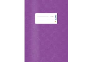 HERMA 19868 Copertina per quaderni, DIN A5, copertine con etichetta per nome, effetto rafia, in pellicola di polipropilene resistente e lavabile, set da 10 copertine per quaderni scolastici, lilla