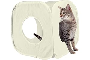 Pet Living Pop Up Cat Kitten Play Cube Fun Strong Box For Cat Rabbit Toy (Cream)