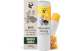 ‎BEEGUT beegut Manuka Lippenpflege – Lippenbalsam mit Manuka Honig MGO 400+, Propolis & Bienenwachs – spendet Feuchtigkeit & schützt intensiv – natürliche Lippenpflege für sehr trockene Lippen