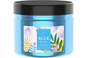 Colorant résine époxy - 60g Poudre Mica Naturel métallique pour Epoxy Resin, Savon - Pigment résine époxy Qualité Cosmétique pour Maquillage, Peinture, Poudre pour Ongles, Bombe de Bain (Bleu)