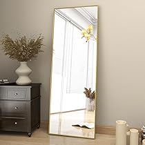 Koonmi 106 cm großer Spiegel Rund Gold, Runder Spiegel Wandspiegel mit Rahmen aus Aluminiumlegierung für Badezimmer, Waschtisch, Wohnzimmer, Schlafzimmer, Eingangsbereich Wanddekoration