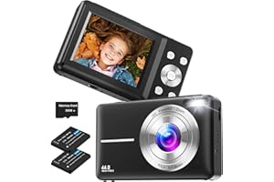 NSOELA Macchina Fotografica Digitale con Scheda da 32GB, 1080P Macchina Fotografica Compatta 44MP Fotocamera Digitale con Zoom Digitale 16X e 2 Batterie per adolescenti, principianti, ragazzi (Nero)