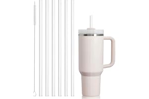 NEEPANDA Nearockle 6 sztuk słomek z tritanu, bez BPA, 1 szczotka do słomek, kompatybilne z Stanley Tumbler 1.0 i 2.0, wersja 20oz, 40oz, akcesoria zabezpieczające przed wyciekiem, akcesoria do kubków,