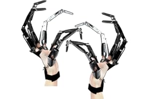 SHALWINN 1 Pair Halloween Festival Articulated Fingers, 3D Printed Finger Extensions, Articulated Finger Gloves Festival Cosplay Skeleton Hand Bone Claw Hand, Flexible Joint Skeleton Hands