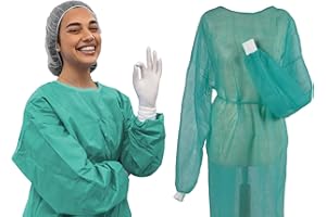 Tiga-Med Fleece Gown Approx. 130 x 155 cm | Pack of 10 | with Extra Cuffs | MRSA Protection Disposable Gown Easy Green | Fleece Visitor Coat, Green, 130x155cm