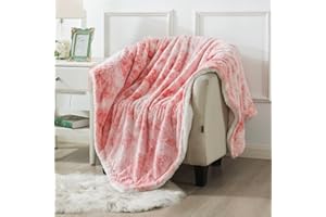 ‎WAJADE Wajade Kunstfelldecke–Sherpa Schafdecke–Comfort Luxuriöse Flauschige Kuscheldecke–weiche Decke für Couch und Bett–rosa weiß-130x160cm