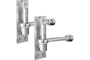 IRONTITE® 2 Pack Heavy Duty Gate Hinges with 12mm Pin and 12mm Gate Eye Bolts, to Suit Wrought Iron Gates and Wooden Gates. Black Gate Hinges Hook On Plate Hinge Pins.