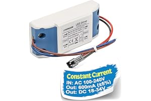 Chanzon LED Driver 600mA (Constant Current Output) 18V-34V (In: 85-277V AC-DC) (6-10) x3W 18W 20W 21W 24W 27W 30W Power Supply 600 mA Lighting Transformer for High Power 20 W COB Chips (Plastic Case)