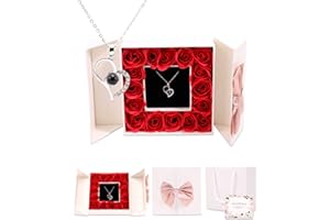 SOVIUPRZ Preserved Flowers Eternal Rose with Necklace Gifts Box for Women Valentine's Day Birthday Mother's Day