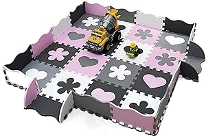 ASENME Tappetino in gomma EVA per neonati con 36 pezzi XL 145x145 cm (Rosa)