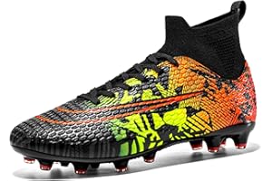 sudorun Chaussures de Football Homme Garçon Enfants Turf TF Chaussures de Futsal Indoor Adolescents High Top FG Spike Chaussures de Sport en Plein